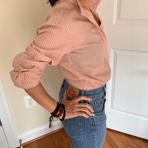 Vintage pin-stripe button-down in dusty rose 🌹 - Picture 6 of 8